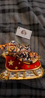 Kerst ornament  puppies in arreslee, Ophalen of Verzenden