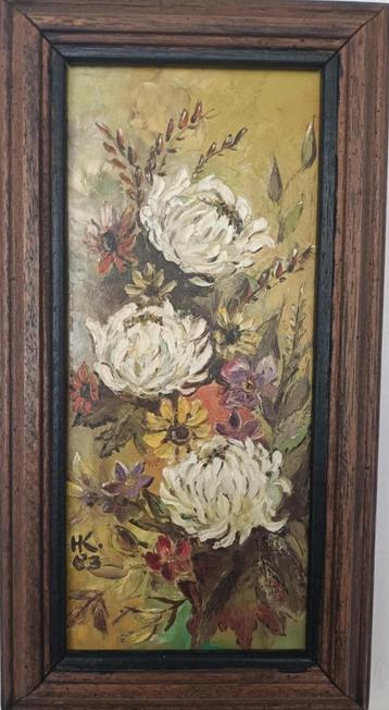 schilderij Bloemstilleven - gesigneerd HK 83 beschikbaar voor biedingen