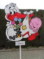 Geboorte / geboortebord o.a. ooievaar met rammelaar., Kinderen en Baby's, Kraamcadeaus en Geboorteborden, Ophalen, Nieuw, Geboortebord