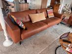 Echt leren bankstel en fauteuil - Cognac kleur, Huis en Inrichting, Ophalen, Gebruikt, Modern, Leer