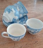 6 unicorn koper en schotels lichtblauw, Ophalen of Verzenden