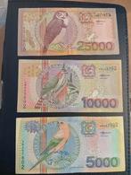 25000 Gulden + Biljetten suriname vogel serie jaar 2000, Postzegels en Munten, Bankbiljetten | Nederland, Ophalen of Verzenden