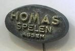 HOMAS spelen Assen zwart plastic speldje ( W_332 ), Verzenden, Zo goed als nieuw, Merk, Speldje of Pin