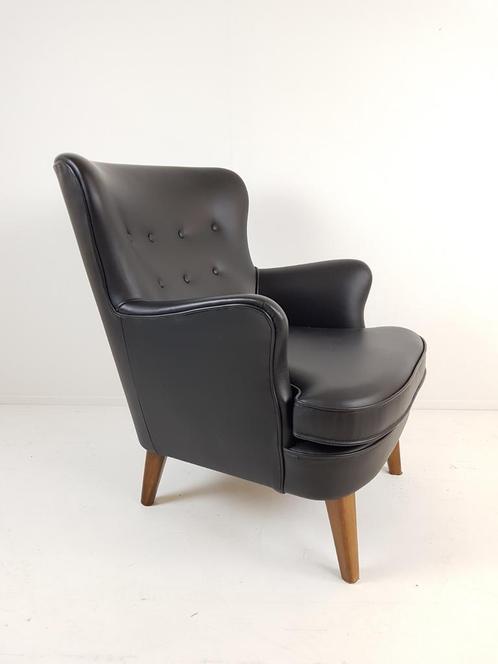 Artifort Theo Ruth zwart | damesmodel skai leer, Huis en Inrichting, Fauteuils, Gebruikt, Hout, Leer, 50 tot 75 cm, 75 tot 100 cm