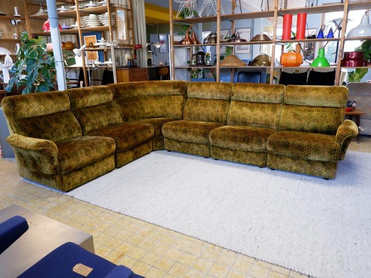 Vintage modulaire hoekbank, jaren 70, Huis en Inrichting, Banken | Bankstellen, Gebruikt, Hoekbank, Vierpersoons of meer, 300 cm of meer