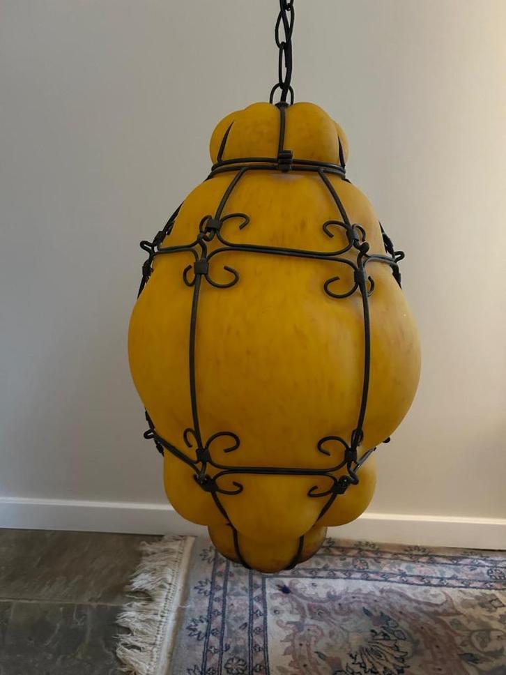 Venetiaanse hanglamp, Huis en Inrichting, Lampen | Hanglampen, Zo goed als nieuw, 75 cm of meer, Glas, Metaal, Ophalen