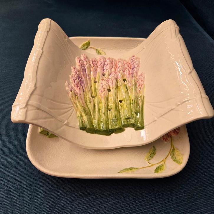 Barbotine Aardewerk Aspergeschaal met Treef, Antiek en Kunst, Antiek | Keramiek en Aardewerk, Ophalen of Verzenden