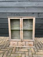 Vintage Houten Kast met Glas en Lades, Huis en Inrichting, Kasten | Buffetkasten, Ophalen, Gebruikt, 100 tot 150 cm, Met lade(s)