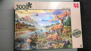 Puzzel 3000 stukjes Deer family beschikbaar voor biedingen