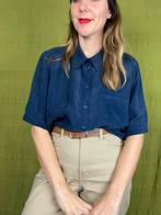 Vintage blouse / shirt - blauw/donkerblauw - 46/3XL, Kleding | Dames, Gedragen, Blauw, Vintage, Ophalen of Verzenden