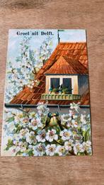 Oude ansichtkaart Groeten uit Delft 1909 fantasie, Ophalen of Verzenden, Voor 1920, Gelopen, Zuid-Holland