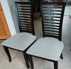 Set van 5 houten stoelen met stoffen zitting, Ophalen, Bruin, Hout, Twee
