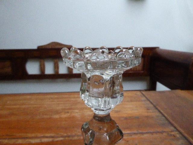 2 art deco robuuste persglazen kandelaars, Ophalen of Verzenden, Glas
