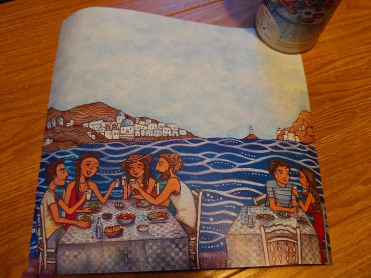 Griekse Taverne Illustratie - poster ouzo plomari, Antiek en Kunst, Kunst | Overige Kunst, Ophalen of Verzenden