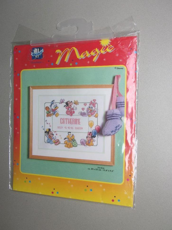 Vervaco Verachtert Magic Disney geboorte oorkonde borduren, Hobby en Vrije tijd, Borduren en Borduurmachines, Nieuw, Patroon, Handborduren