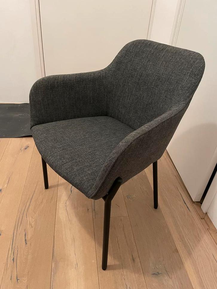 3 Grijze Eetkamerstoelen - Stof, Huis en Inrichting, Stoelen, Gebruikt, Drie, Stof, Grijs, Ophalen