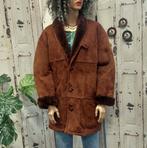 Vintage shearling jacket jas bomber lammycoat suède leer, Ophalen of Verzenden, Bruin, Zo goed als nieuw