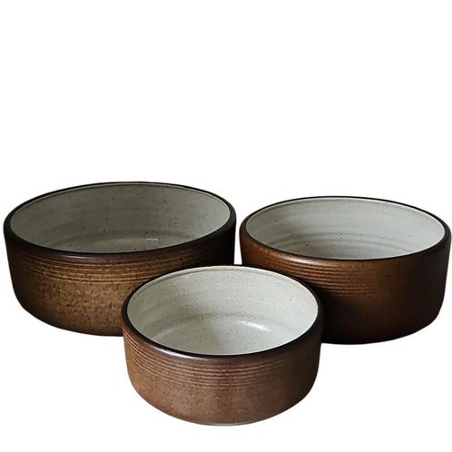 Vintage Zaalberg schalenset bruin ecru, Huis en Inrichting, Keuken | Servies, Zo goed als nieuw, Schaal of Schalen, Overige stijlen