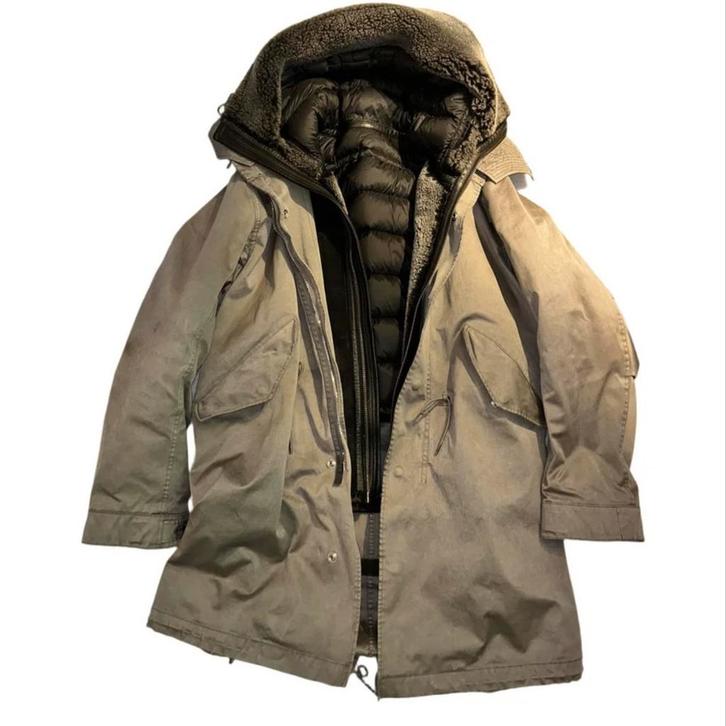 TEN C Parka & Shearling liner (capuchon), Kleding | Heren, Jassen | Winter, Zo goed als nieuw, Maat 48/50 (M), Bruin, Ophalen of Verzenden