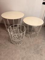 Ronde Bijzettafel met Mandjes Design, Huis en Inrichting, Tafels | Salontafels, Ophalen, Gebruikt, 50 tot 100 cm, Rond