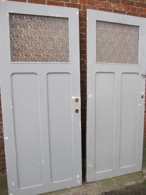 196,5hx80,5br Set van 2 stuks identieke oude paneeldeuren, Antiek en Kunst, Antiek | Overige Antiek, Ophalen