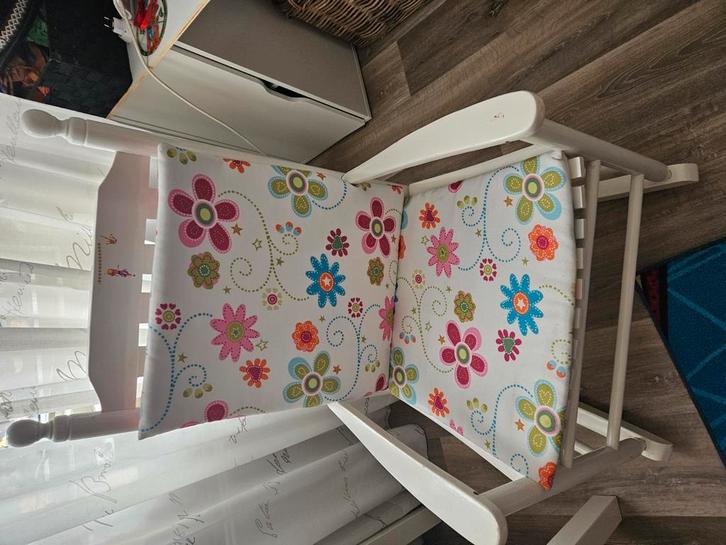 Schommelstoel, Huis en Inrichting, Stoelen, Gebruikt, Eén, Hout, Wit, Ophalen