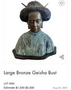 Prachtige grote unieke bronzen geisha buste eyecatcher, Antiek en Kunst, Antiek | Koper en Brons, Brons, Ophalen