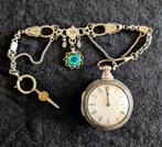 19e eeuws Antiek zilveren Zakhorloge & Albertina Ketting, Antiek en Kunst, Ophalen of Verzenden