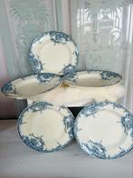 Dauphin blauw BFK 5x antieke diepe borden beboterd shabby!, Antiek en Kunst, Antiek | Servies los, Ophalen