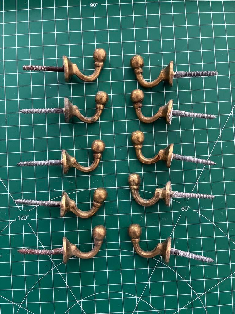 Antiek messing haken 10x, Ophalen of Verzenden