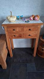 Haltafeltje, Huis en Inrichting, Tafels | Sidetables, Ophalen, Gebruikt, Teakhout, 25 tot 50 cm