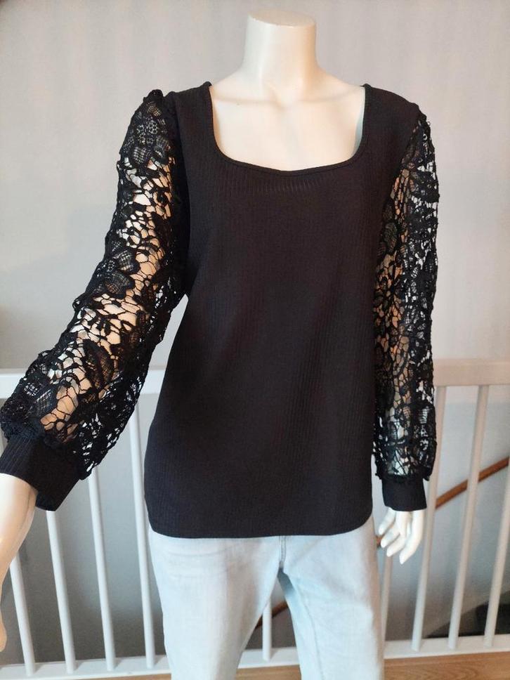 Top zwart met kanten mouwen Maat XL zo goed als nieuw, Kleding | Dames, Tops, Zo goed als nieuw, Maat 46/48 (XL) of groter, Zwart