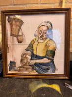 melkmeisje" van Johannes Vermeer.tegel plateau, Antiek en Kunst, Antiek | Keramiek en Aardewerk, Ophalen of Verzenden