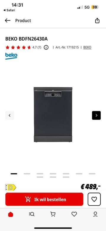 Beko vaatwasser beschikbaar voor biedingen