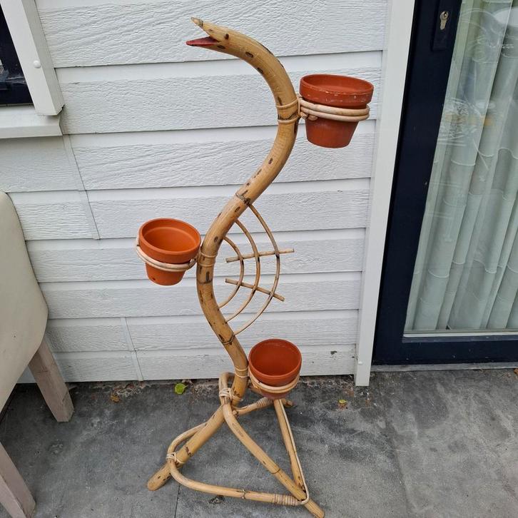 Rotan plantenstander uit de jaren 60, Huis en Inrichting, Kamerplanten, Overige soorten, Minder dan 100 cm, Ophalen