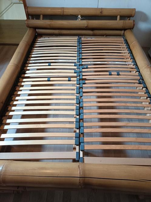 Prachtige bamboe bed, Huis en Inrichting, Slaapkamer | Bedden, Tweepersoons, 140 cm, 200 cm, Hout, Bruin, Ophalen