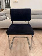 Ribstof eetkamerstoelen zwart set van 6 ridge rib, Zwart, Ophalen of Verzenden, Zo goed als nieuw, Stof