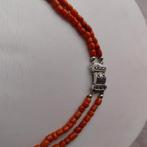 antieke halsketting 2 rijig,bloedk, Verzenden, Zilver, Ketting