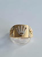 14 K Gouden Rolex Logo Ring 0.28 ct Geslepen Diamant G/VVS, 20 of groter, Heer, Nieuw, Ophalen of Verzenden