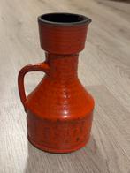 Vintage Vaas Aardewerk Oranje Jaren 60 Oorvaas Mid Century, Gebruikt, 50 tot 75 cm, Aardewerk of Porselein, Oranje