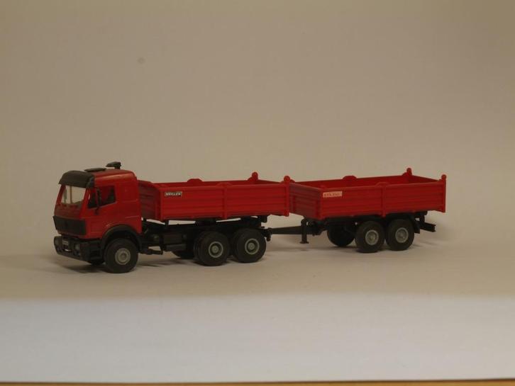 Kibri 10814 Mercedes Benz kipper en aanhanger, Hobby en Vrije tijd, Modeltreinen | H0, Zo goed als nieuw, Overige typen, Verzenden