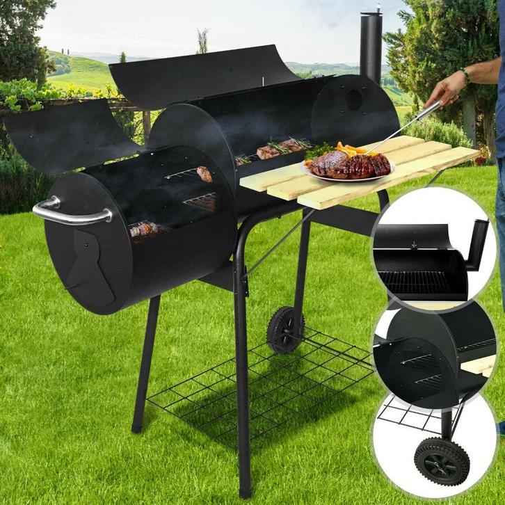 BBQ-Smoker Roker BBQ Houtskoolbarbecue Grillwagen 113/62/102, Tuin en Terras, Houtskoolbarbecues, Nieuw, Ophalen of Verzenden