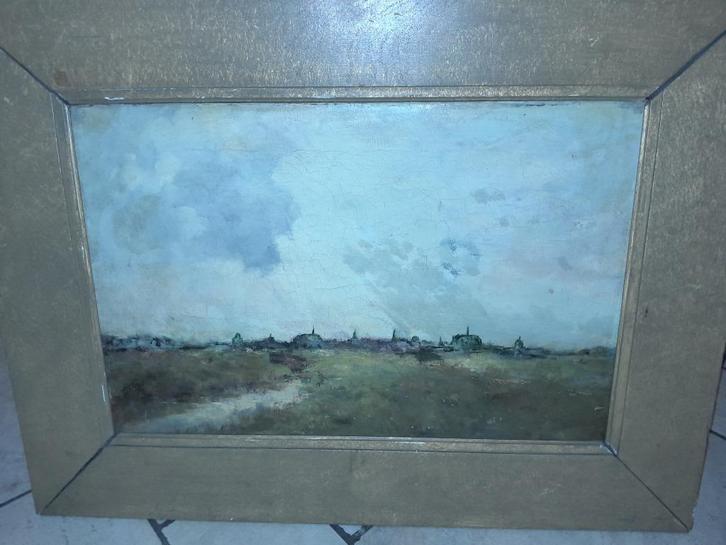 Adriaan Dros 1868-1942 Leiden landschap, Antiek en Kunst, Kunst | Schilderijen | Klassiek, Ophalen of Verzenden