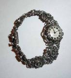 Horloge Reseda Incabloc Zilver Antiek Bloemen opengewerkt, Ophalen of Verzenden, Zilver, Overige typen