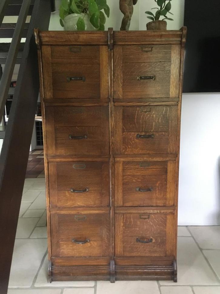 antieke eiken dubbele notariskast / archiefkast, Antiek en Kunst, Antiek | Meubels | Kasten, Ophalen