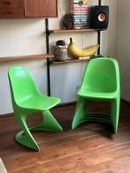 4 Cassalino Stoelen - Felgroen - Vitra Space Age, Huis en Inrichting, Stoelen, Ophalen, Kunststof, Gebruikt, Overige kleuren