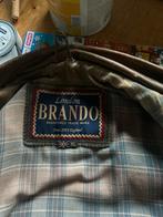 Vintage Brando leren jas, moterjas, XL, Ophalen, Gedragen, Bruin, Jas of Mantel