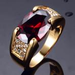 Rode zirkoon 925 zilveren met goud heren ring, Nieuw, Goud, 20 of groter, Met edelsteen