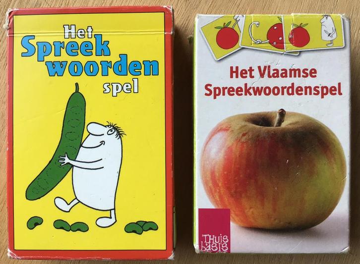 Het Spreekwoordenspel & Het Vlaamse Spreekwoordenspel - ZGAN, Hobby en Vrije tijd, Gezelschapsspellen | Kaartspellen, Zo goed als nieuw
