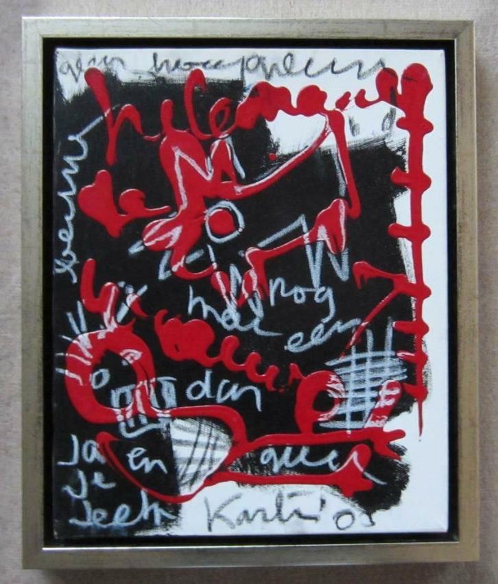 ==Jacob Kanbier 1949-2020==in zilveren baklijst==, Antiek en Kunst, Kunst | Schilderijen | Abstract, Ophalen of Verzenden